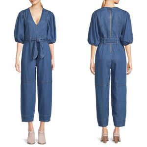 7 FOR ALL MANKIND Women's Puff Sleeves Denim Jumpsuit Size: Large